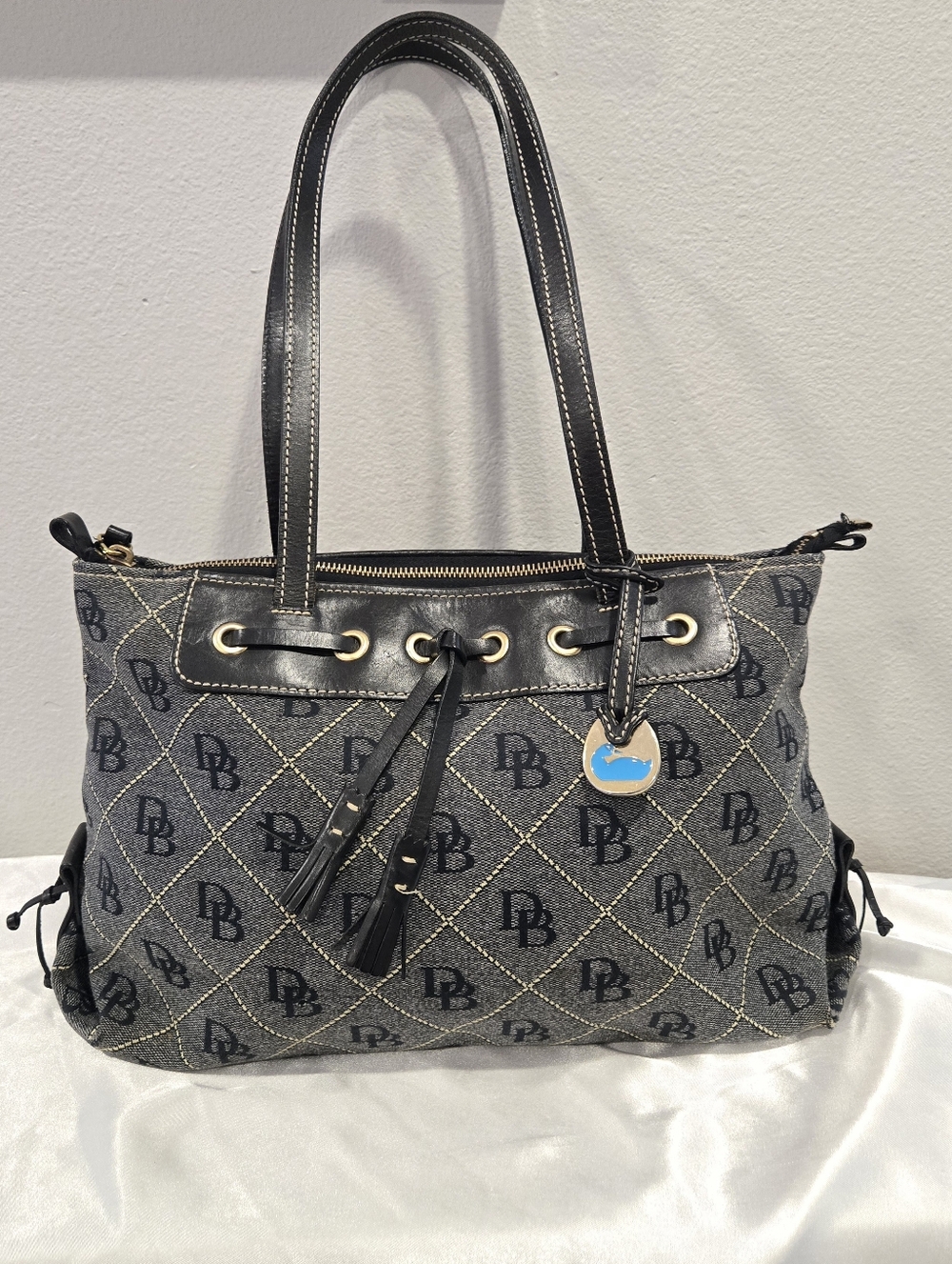 Dooney & Bourke Black and Gray Monogram Shoulder Bag